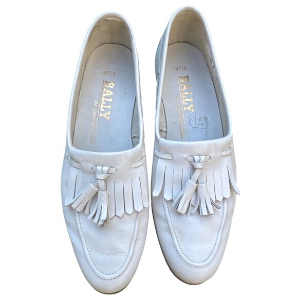 Vintage Bally Of Switzerland White Leather Tassel Loafers Mens Shoes Size 6.5 M main image 7